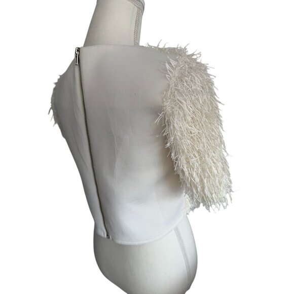 GRACIA Fuzzy Winter White Crewneck Scuba Top Size Small - Picture 6 of 8